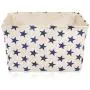 White Star Canvas Storage Basket Boxes for Household Storage with Blue Stars. 16.5in x 12.5in x 7.5in