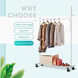 Roloiki Coat Rack Clothes Tree Coatrack Hat Hanger Hallstand Clothes Hat Tree Rack Free Standing Simple Fashion Hat and Coat Stand with Hooks Shoe Holder Removable Rotating Wheel for Bathroom