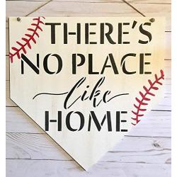 Baseball Home Plate Door Hanger, Theres No Place Like Home Baseball Wall Sign - Sports Decoration