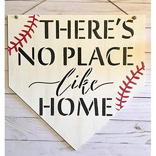 Baseball Home Plate Door Hanger, Theres No Place Like Home Baseball Wall Sign - Sports Decoration