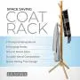 LENDRA Deluxe Wooden Coat Rack Tree ? 8 Hook Adjustable Height Hat, Jacket and Sweater Hanging Stand ? Easy Assembly ? Elegant Design for Home or Office Hall and Entryway