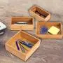 BonusAll 5-Piece Bamboo Storage Boxes Drawer Organizer Set Storage Organizer Divider for Office Desk Supplies and Accessories