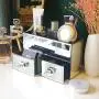 Meetart Home Deluxe Silver Mirror Boxes Organizer Modern Storage For Cosmetic Makeup And Woman Jewelry 2 Drawer Tiered
