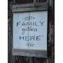 Vintage look FAMILY GATHERS HERE wheatstalks new calligraphy weathered wood sign with burlap hanger antique style old time font