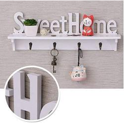 Sweet Home Key Hook Home Decoration Hanger Plastic Wood Wall Mounted Hanger Shelf/Coat Hat Clothes Rack 3pcs