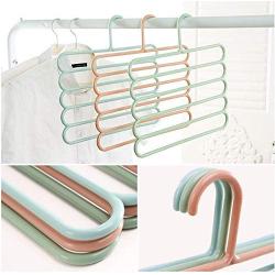 Pants Hangers Holders Multifunction Trousers Hanger Storage Rack Clothes Hanger Tie Scarfs Belt Towel Non-Slip Magic Hanger 5PC Color Random