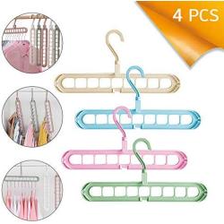 Clothes Hangers Plastic Space Saving 9 Hole Magic Multifuctional Folding Closet Organizer Holder Clothing Skirt Dress Coat Pants Storage 4 Pack