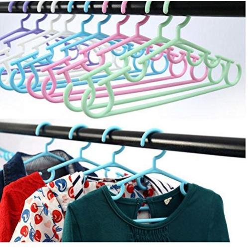 10pcs Random Color Kids Clothes Hangers Portable Multifunction Hook Design Outdoor Clothes Drying Rack for Children Plastic Baby Hangers