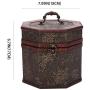 Vintage Style Embossed Flower Pattern Wooden Octagon Jewelry Treasure Boxes Storage Organizer Trinket Keepsake Chest Set of 2