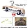 JS HANGER Natural Finish Wooden Pant Hangers with Anti-Rust Hook and 2-Adjustable Clips, 5-Pack JS HANGER Natural Finish Wooden Pant Hangers with Anti-Rust Hook and 2-Adjustable Clips, 5-Pack