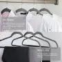 MIZGI Premium Velvet Hangers (Pack of 50) Heavyduty - Non Slip - Velvet Suit Hangers Gray - Copper/Rose Gold Hooks,Space Saving Clothes Hangers (Grey)