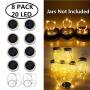 Solar Mason Jar Lid Lights, 8 Pack 20 Led String Fairy Star Firefly Jar Lids Lights, 8 Hangers Included(Jars Not Included), Perfect for Mason Jar Lanterns Decor, Patio, Wedding Decor (Warm White)