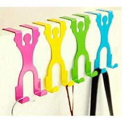 LIVDAT 2 Pcs Over Door Hooks Stainless Steel Kitchen Cabinet Unit Draw Cloth Towel Bag Hanger Space Saving Organizer Assorted Color