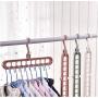 10pcs Random Color Magic Rotate Clothes Hanger Holder Storage Stand 9 Holes Plastic Support Drying Rack Wardrobe Finishing Space Saving Organizer