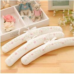 White Khaki Cotton Fabric Padded Clothes Hanger for Kids Children, Cute Pretty Flower Coat Hanger for Girl 10 Pcs Random Color