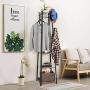 JKRED Industrial Style Coat Rack with 3-Tier Storage Shelves, Multipurpose Hanger for Entryway, Clothes Laundry Coat Stand with 8 Hooks, 70.9 inches