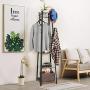 Pentaero 180X45X45Cm Vintage Simple Floor Coat Rack, Bedroom Hanger Belt, Industrial Coat Rack, Entryway Clothes Laundry Coat Stand with 8 Hooks 3 Shelves, Perfect for Clothes, Hat, Bag (Retro)