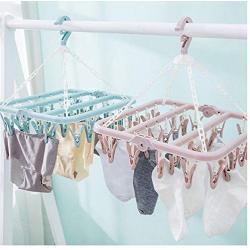 Multifunctional Drying Rack Sock Holder3pcs Random Color 32 Clips Portable Socks Cloth Hanger Rack Clothespin Wardrobe Storage Cloth Hangers