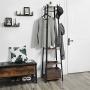 VASAGLE Industrial Coat Rack, Coat Stand with 3 Shelves, Hall Trees Free Standing with Hooks and Clothes Rail, Metal Frame ULCR80X