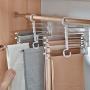 HJYPYJ Magic Clothes Hangers Organizer, 5-in-1 Multi-Function Telescopic Folding Trouser Hangers Saves Space/Gray / 2 pcs