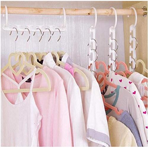 10PC Mult-Function Space Saving Hanger Plastic Cloth Hanger Hook Magic Clothes Hanger with Hook Closet Organizer Home Decoration