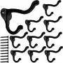 Black Coat Hooks for Wall, 10Pcs Wall Hooks Hardware Heavy Duty Hooks for Hanging Coats Double Hooks No Rust Hooks Wall Mounted with Screws for Key, Towel, Bags, Cup, Hat Black Coat Hooks for Wall, 10Pcs Wall Hooks Hardware Heavy Duty Hooks for Hanging Coats Double Hooks No Rust Hooks Wall Mounted with Screws for Key, Towel, Bags, Cup, Hat