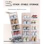 IRONLAND Stackable Shoe Organizer Clear Plastic 3 Pack Shoe Boxes for Display Shoes Sneakers