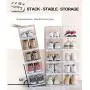 IRONLAND Stackable Shoe Organizer Clear Plastic 3 Pack Shoe Boxes for Display Shoes Sneakers