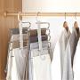 WZP Hanger Telescopic Folding Multi-Layer Pants Rack,Home Magic Pants Clip Wardrobe Storage Artifact Rack Bearing Strong/Gray/As Shown