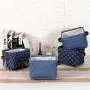 Hinwo 4L Mini Size Nursery Storage Bin Basket Collapsible Square Denim Fabric Storage Boxes Container Organizer with PU Leather Handles for Shelves & Desks, Set of 4, 7.9 x 6.3 x 5.5 inches Hinwo 4L Mini Size Nursery Storage Bin Basket Collapsible Square Denim Fabric Storage Boxes Container Organizer with PU Leather Handles for Shelves & Desks, Set of 4, 7.9 x 6.3 x 5.5 inches