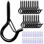 DINGEE 20 Pack Q-Hanger Screw Hooks for Outdoor String Lights,Safety Buckle Design,Black Ceiling Hooks for Plants Outdoor,Wind Chimes,Christmas Lights, Garage,Party Light