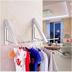 2pcs Space Aluminum Invisible Hanger Mounted on The Wall of Retractable Foldable Aluminum Clothes Hangers for Clothes