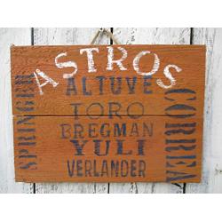 Vintage look HOUSTON ASTROS Altuve Springer Correra Yuli Toro Bergman Verlander jute hanger antique style primitive style. weathered wood sign