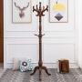 JUFU Coat Rack Coat Rack, Home Floor-Standing Wooden Hangers Bedroom Living Room Vertical Clothes hat Storage Rack, (Color : Walnut Color)