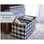 Nest & Be X-Large Premium Toy Storage Chest - Black & White Check, Buffalo Plaid, Durable Sides w/Divider, and Attached, Flip-Top Lid. for Home Organization, Nursery, Kids playroom, Pet Items, Closet
