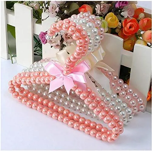 10pcs 20cm Children Pearl Hanger Fashion Dog Hangers for Clothes Pegs Baby Pearl Plastic Pet Hangers Random Color