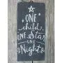 Vintage look ONE CHILD ONE STAR ONE NIGHT Christmas Chalk Couture style old time font jute hanger antique style primitive style. weathered wood sign