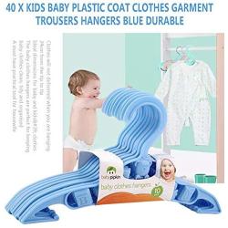 Eduton 40 x Kids Baby Plastic Coat Clothes Garment Trousers Hangers Blue Durable