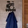 Drum Key Hook Wall Door Clothes Coat Hat Hanger Key Holder with 5 Hooks Strong Adhesive Sticker Wood Hooks, Music Instrument Household Décor Hooks Drummer Gift (M1)