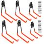 Heavy Duty Garage Storage Utility Double Hooks,Extended Wall Mount Tool Holder Organizer for Ladders,Bike,Chair (4 Pack 7.5" + 2 Pack 5.1" Hook)