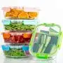 [10-Pack] Glass Food Storage Containers (A Set of Five Colors), Meal Prep Containers with Lids for Kitchen, Home Use - Airtight Glass Lunch Boxes