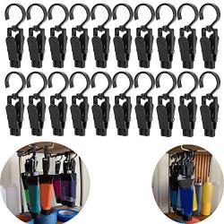 VintageBee 20 PCS Super Strong Plastic Home Travel Swivel Hanging Laundry Hooks Clip - 4.3 Inches (Black)