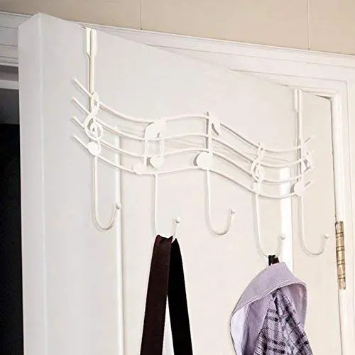 yodaliy Door Hanger Hook, Door Back Metal Music Note Over Door 5 Hooks Coat Clothes Storage Rack Wall Hanger Kitchen Bathroom Organizer(White,White) yodaliy Door Hanger Hook, Door Back Metal Music Note Over Door 5 Hooks Coat Clothes Storage Rack Wall Hanger Kitchen Bathroom Organizer(White,White)