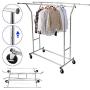 Cypressshop Commercial Garment Rack Hanger Clothes Hanging Holder Rolling Portable Adjustable Double Steel Rail Racks Trolley Textile Dryer Home Furniture