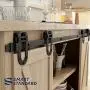 SMARTSTANDARD 5FT Super Mini Sliding Barn Door Hardware Track Kit -Smoothly and Quietly -for Double Opening Cabinet, TV Stand, Closet, Window -Fit 15&quot-20&quot Wide Door Panel -U Shape Hanger (NO Cabinet)