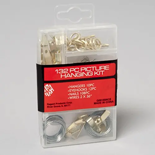 132 Piece Assorted Picture Hanging Hardware Kit Includes Hangers, Eye Hooks, Wires and Nails Black Duck Brand 132 Piece Assorted Picture Hanging Hardware Kit Includes Hangers, Eye Hooks, Wires and Nails Black Duck Brand