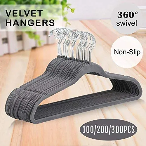Yaheetech Velvet Clothes Hangers-Thin Non Slip -Space Saving Suit Hangers,Pack of 200,Gray Yaheetech Velvet Clothes Hangers-Thin Non Slip -Space Saving Suit Hangers,Pack of 200,Gray