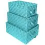 Sorbus Storage Boxes Woven Basket Bin Container Tote Cube Organizer Set Stackable Storage Basket Woven Strap Shelf Organizer Built-in Carry Handles (Woven Lid Baskets - Aqua)