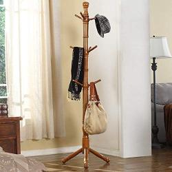 Cxjff Floor Standing Coat Rack Clothes Hat Stand Hanger 9 Hooks European Style Solid Wood, 50x50x179CM (Color : Coffee)