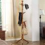 Cxjff Floor Standing Coat Rack Clothes Hat Stand Hanger 9 Hooks European Style Solid Wood, 50x50x179CM (Color : Coffee)